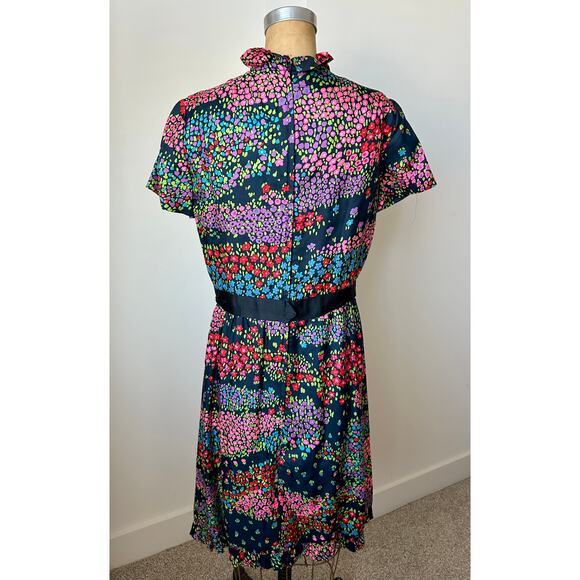 Richard Kaplan Vintage Floral Dress with Ruffles & Bow size XS - Picture 3 of 7